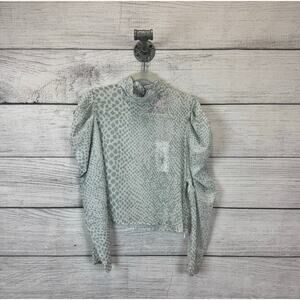 Sincerely Ours Women's Mint Python Rosie Puff Sleeve Sheer Top Size Large